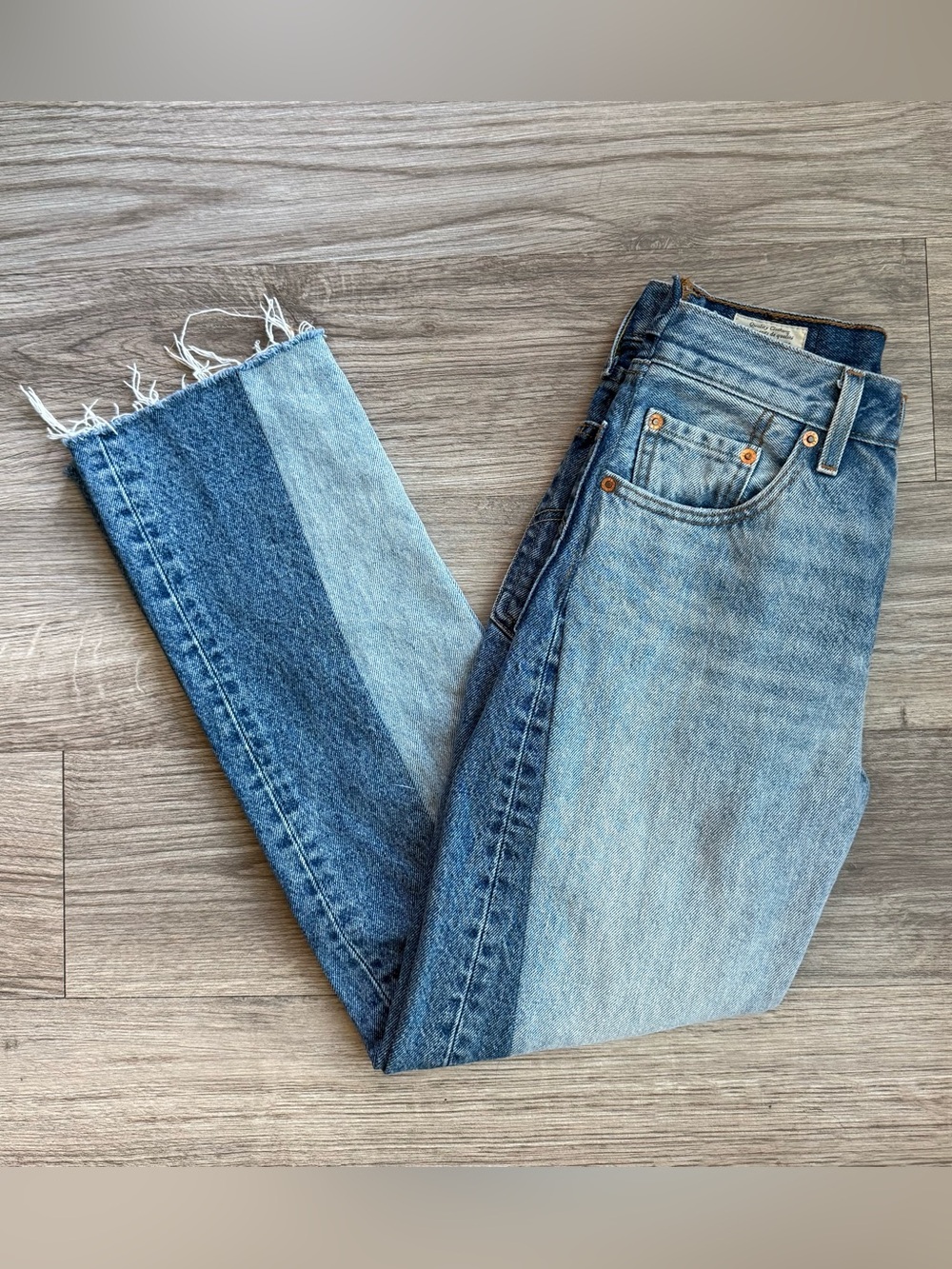 Levi's 501 Women’s Two-Tone Spliced Raw Hem Jeans Size 24 - Trendy Y2K 90s Style